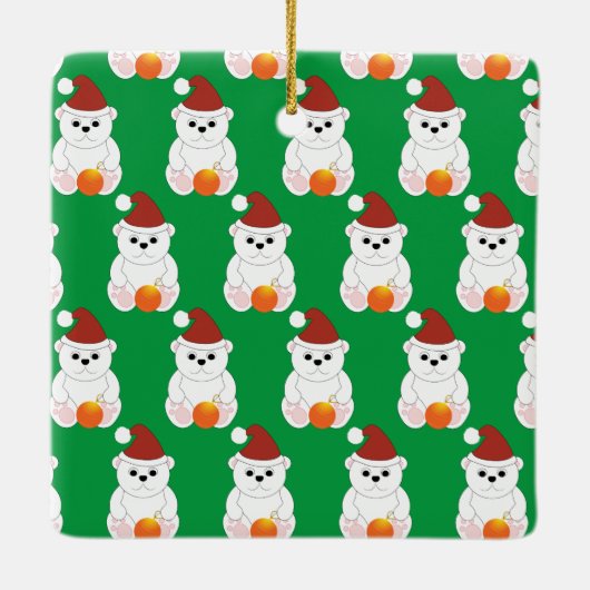 ホッキョクグマの赤ちゃんの初めてのクリスマス - カスタマイズ可能な写真とテキスト セラミックオーナメント (裏面)