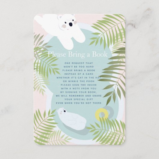 ホッキョクグマの赤ちゃんシャワーお願いブックカード エンクロージャーカード (正面)