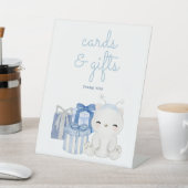 ホッキョクグマの赤ちゃんシャワーギフトとカード 台座サイン (インサイチュ)