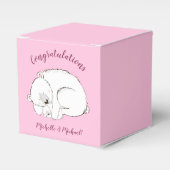 ホッキョクグマの赤ちゃんシャワーピンクの女の子 フェイバーボックス (正面サイド)