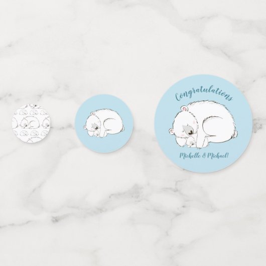 ホッキョクグマの赤ちゃんシャワー冬の青い男の子 コンフェッティ (正面)