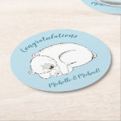 ホッキョクグマの赤ちゃんシャワー冬の青い男の子 ラウンドペーパーコースター (アングル)
