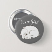 ホッキョクグマの赤ちゃんシャワー冬男女兼用灰色 缶バッジ (正面&裏面)