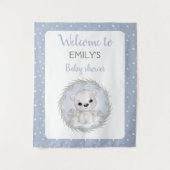 ホッキョクグマの赤ちゃんシャワー男の子を歓迎サインのタペストリー タペストリー (正面)