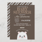 ホッキョクグマの赤ちゃんシャワー 招待状 (正面/裏面)