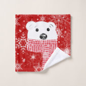 ホッキョクグマの銃口、クリスマス バスタオルセット (ウォッシュタオル)