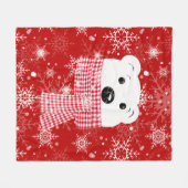 ホッキョクグマの銃口、クリスマス フリースブランケット (正面(横))