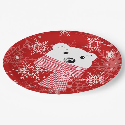 ホッキョクグマの銃口、クリスマス ペーパープレート (アングル)
