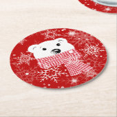 ホッキョクグマの銃口、クリスマス ラウンドペーパーコースター (アングル)