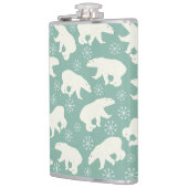 ホッキョクグマの雪の結晶ブルーホワイト冬のパターン フラスク (左)