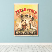 ホッキョクグマはラガービールのマグカップを楽しんでいる キャンバスプリント (インサイチュ (ウッドフロア))