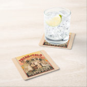 ホッキョクグマはラガービールのマグカップを楽しんでいる スクエアペーパーコースター (インサイチュ)