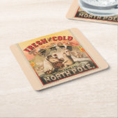 ホッキョクグマはラガービールのマグカップを楽しんでいる スクエアペーパーコースター (アングル)