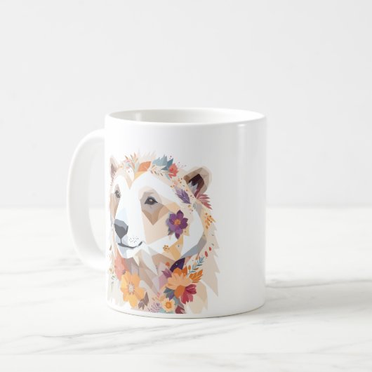 ホッキョクグマよくはしゃぐ愛らしいおもしろいカラフル動物 コーヒーマグカップ (正面左)