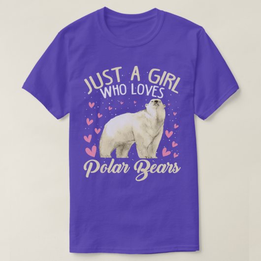 ホッキョクグマを愛する女の子がホッキョクグマの贈り物 Tシャツ (デザイン正面)