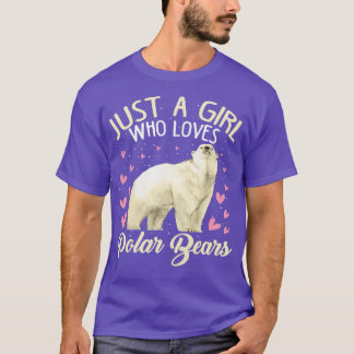 ホッキョクグマを愛する女の子がホッキョクグマの贈り物 Tシャツ
