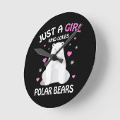 ホッキョクグマを愛する女の子、ホッキョクグマ ラウンド壁時計 (傾斜)