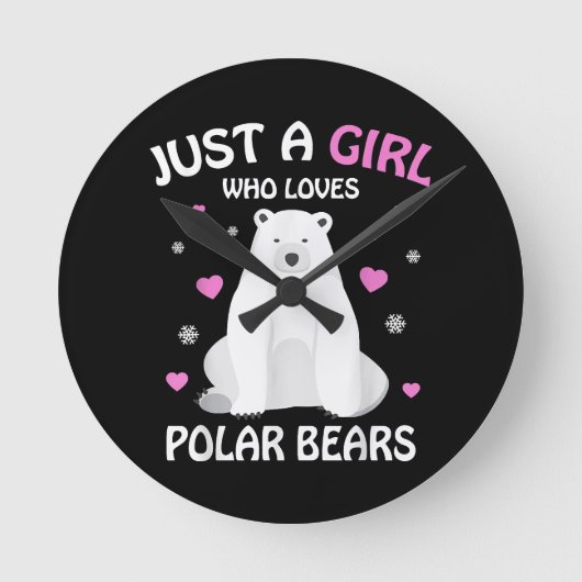 ホッキョクグマを愛する女の子、ホッキョクグマ ラウンド壁時計 (正面)