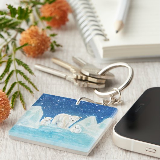 ホッキョクグマイラストレーション キーホルダー (正面右)