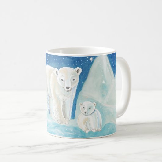 ホッキョクグマイラストレーション コーヒーマグカップ (正面右)