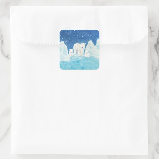 ホッキョクグマイラストレーション スクエアシール (バッグ)