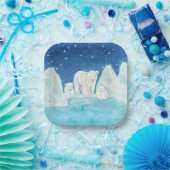 ホッキョクグマイラストレーション ペーパープレート (パーティー)