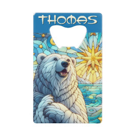 ホッキョクグマフェイクステンドガパーソナライズされたラス クレジットカード栓抜き