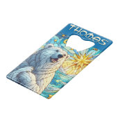 ホッキョクグマフェイクステンドガパーソナライズされたラス クレジットカード栓抜き (正面アングル)