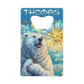 ホッキョクグマフェイクステンドガパーソナライズされたラス クレジットカード栓抜き (裏面)