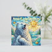 ホッキョクグマフェイクステンドグラスのクリスマスカード (スタンド正面)