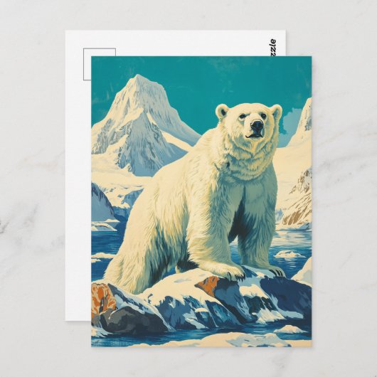 ホッキョクグマヴィンテージ ポストカード (正面/裏面)