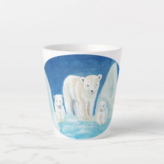 ホッキョクグマ一家 カフェラテマグ (正面)