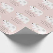 ホッキョクグマ冬のオネダーランドピンク1歳の誕生日 ラッピングペーパー (角)