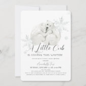 ホッキョクグマ冬のスノーフレークブルーボーイベビーシャワー 招待状 (正面)