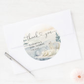 ホッキョクグマ冬のベビーシャワー ラウンドシール (封筒)