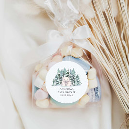 ホッキョクグマ冬のベビーシャワー ラウンドシール