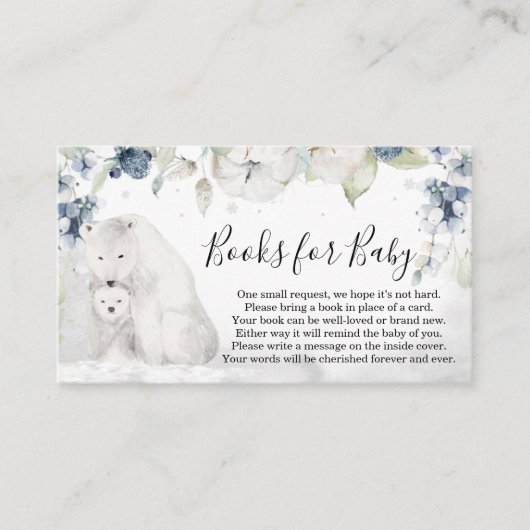 ホッキョクグマ冬の赤ちゃんシャワーベビー 名刺 (正面)