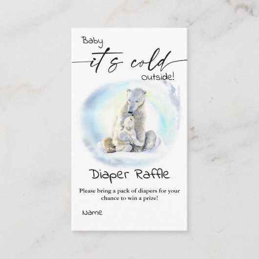 ホッキョクグマ冬の赤ちゃんシャワー冷たい屋外ゲーム エンクロージャーカード (正面)