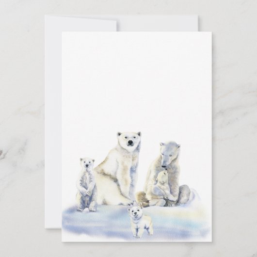 ホッキョクグマ冬の赤ちゃんシャワー外は寒い 招待状 (裏面)