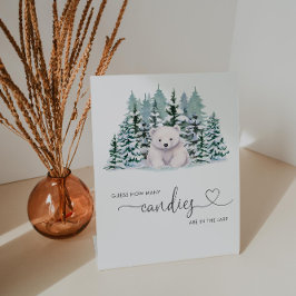 ホッキョクグマ冬の赤ん坊のシャワー推測いくつのゲーム 台座サイン