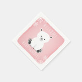 ホッキョクグマ冬ピンクの女の子の赤ちゃんシャワー スタンダードカクテルナプキン (角)