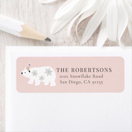 ホッキョクグマ冬ワンダーランドピンクのラベル ラベル (インサイチュ)