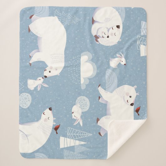 ホッキョクグマ冬ヴィンテージ シェルパブランケット (正面)