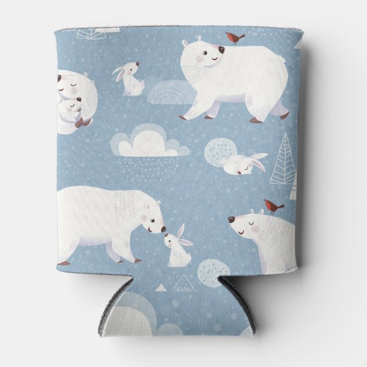 ホッキョクグマ冬ヴィンテージ 缶クーラー (正面)