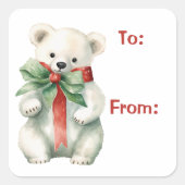 ホッキョクグマ動物の水の色の贈り物ラベル スクエアシール (正面)