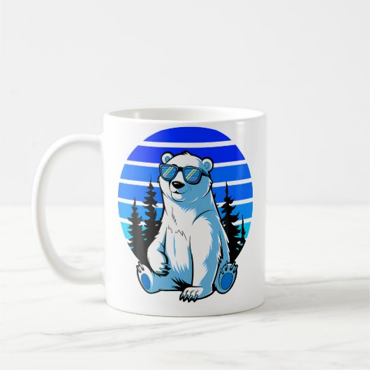 ホッキョクグマ好きのためのクールサングラス ポロ コーヒーマグカップ (左)