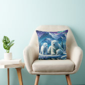 ホッキョクグマ家族の雪の絵を描シーン クッション (椅子)