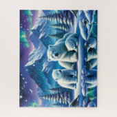 ホッキョクグマ家族の雪の絵を描シーン ジグソーパズル (縦)