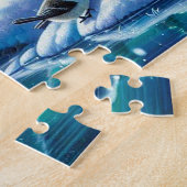 ホッキョクグマ家族の雪の絵を描シーン ジグソーパズル (側面)