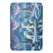 ホッキョクグマ家族の雪の絵を描シーン バスマット (正面縦)